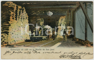 1909 GUATEMALA Embarque de café en el Muelle de SanJosé - Tarjeta postal ANIMADA  Cartolina postale d'epoca, viaggiata.CONDIZIONI: G (minime smussature angolari)FORMATO: FP    originale e autentica 1
