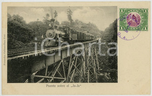 1905 ca GUATEMALA Punte sobre el JA-JA - Tarjeta postal ANIMADA tren RARA  Cartolina postale d'epoca, con bollo e timbro al recto.CONDIZIONI: GFORMATO: FP    originale e autentica 1