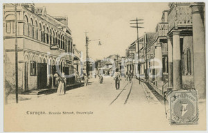 1900 ca CURAÇAO (Netherlands Antilles) Breede Straat - ANIMATED postcard  Cartolina postale d'epoca, con bollo e timbro al recto.CONDIZIONI: GFORMATO: FP    originale e autentica 1