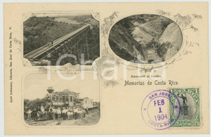 1904 COSTA RICA Vedutine - Ferrocarril al Pacifico - Cartolina ANIMATA FP NV  Cartolina postale d'epoca, con bollo e timbro al recto.CONDIZIONI: GFORMATO: FP    originale e autentica 1