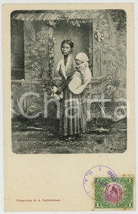 1900 ca GUATEMALA Mujer indígena con hijo - Postcard TYPES ETHNIC  Cartolina postale d'epoca, con bollo e timbro al recto.CONDIZIONI: G FORMATO: FP    originale e autentica 1