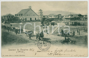 1903 LES GONAIVES (HAITI) Parade in the square - ANIMATED postcard  Cartolina postale d'epoca, viaggiata (ma francobollo asportato).CONDIZIONI: G FORMATO: FP    originale e autentica 1