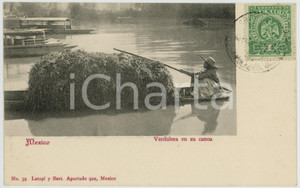 1900 ca MEXICO Verdulera en su canoa - Postcard TYPES ETHNIC  Cartolina postale d'epoca, con bollo e timbro al recto.CONDIZIONI: G FORMATO: FP    originale e autentica 1