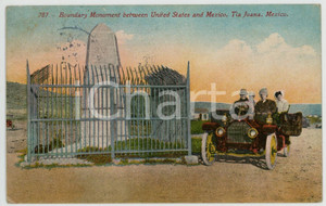1914 TIJUANA Boundary Monument between United States and Mexico *Postcard  Cartolina postale d'epoca, stampata in cromolitografia, viaggiata.CONDIZIONI: GFORMATO: FP    originale e autentica 1