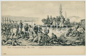 1900 ca Battaglia di DIGIONE (1871) Gefecht bei Dijon - Bad. Grenadier-Regt.109 Cartolina postale d'epoca, non viaggiata, che illustra un episodio della guerra franco-prussiana. GOOD/buono  Formato: 14x9 cm originale e autentica 1