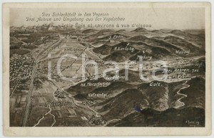 1915 ca WW1 Artist Eugen FELLE - Das Schlachtfeld in den VOGESEN - Postcard  Cartolina postale d'epoca, non viaggiata. FAIR/discreto piccole piegature angolari Formato: 14x9 cm originale e autentica 1