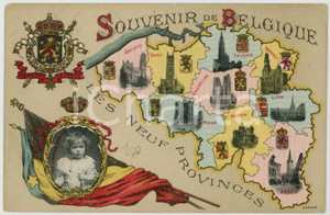 1906 BELGIQUE Neuf provinces - Prince Léopold - Carte postale ILLUSTRÉE FP VG  Cartolina postale d'epoca, viaggiata. FAIR/discreto Smussature agli angolI Formato: FP originale e autentica 1