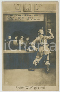 1915 ca WW1 GERMANY - Feder Wurf gewinnt - Photomontage -  Postcard  Cartolina postale d'epoca, non viaggiata. GOOD/buono  Formato: 9x14 cm originale e autentica 1