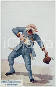 1915 ca WWI SATIRA "Io muoio disperato!" Francesco Giuseppe d'Austria *Cartolina  Cartolina postale d'epoca, non viaggiata. GOOD/buono  Formato: 9x14 cm originale e autentica 1