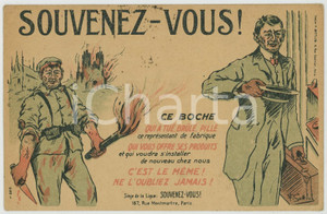 1918 WW1 - FRANCE Artist F. GOTTLOB Ligue SOUVENEZ-VOUS Carte postale FP NV  Cartolina postale, viaggiata. FAIR/discreto Lievi smussature agli angoli Formato: FP originale e autentica 1