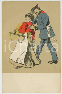 1915 WW1 GERMANY Der Kanonier - Officer and lady *ILLUSTRATED Postcard  Cartolina postale d'epoca, non viaggiata.Testo e partitura della canzone stampati al verso. GOOD/buono  Formato: 14x9 cm originale e autentica 1