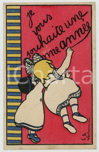 1910 ca Artist Louise LE VAVASSEUR Je vous souhaite une bonne année - Postcard  Cartolina postale d'epoca, non viaggiata ma con nota manoscritta. FAIR/discreto Lievi smussature agli angoli Formato: FP originale e autentica 1