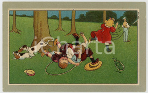 1908 CHILDREN Brawl between kids ILLUSTRATED Embossed Postcard FP VG  Cartolina d'epoca, viaggiata. FAIR/discreto Lievi smussature agli angoli Formato: FP originale e autentica 1