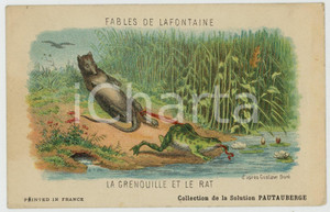 1910 ca Fables LA FONTAINE La grenouille et le rat - ill. Gustave DORÉ Postcard  Cartolina postale d'epoca, non viaggiata.Indicazione pubblicitaria al recto "Collection de la Kolarsine et de la Solution Pautauberge".CONDIZIONI: F (lieve piegatura e smussatura all'angolo inferiore destro)FORMATO: FP    originale e autentica 1