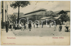 1909 PERNAMBUCO (BRAZIL) Mercado publico - ANIMATED vintage postcard Cartolina postale d'epoca, viaggiata.CONDIZIONI: G    originale e autentica 1