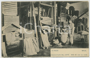 1910 ca SAO PAULO (BRAZIL) Insaccatura del caffè - Cartolina postale Cartolina postale d'epoca, non viaggiata.CONDIZIONI: FAIR (lievi ingiallimenti al verso)FORMATO: FP    originale e autentica 1