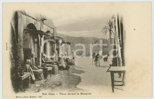 1900 ca SIDI OKBA (ALGERIE) Place devant la Mosuée - Carte Postale DANNEGGIATA  Cartolina postale d'epoca, non viaggiata.CONDIZIONI: VERY POOR (distacco degli strati della carta, bruniture diffuse)FORMATO: FP    originale e autentica 1