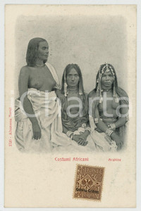 1900 ca ERITREA ITALIANA Costumi africani - Arabine - Cartolina ETHNIC NUDE Cartolina postale d'epoca, non scritta, ma recante francobollo con sovrastampa "Colonia Eritrea".CONDIZIONI: GFORMATO: FPEDITORE: Alterocca - Terni    originale e autentica 1