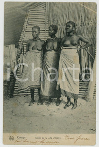 1912 CONGO BELGE Femmes de la Côte d'Ivoire - NU ETHNIQUE Carte postale CPA  Cartolina postale d'epoca, viaggiata.CONDIZIONI: P (ingiallimenti al recto; evidente piegatura angolare)FORMATO: FP    originale e autentica 1