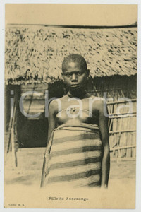 1922 CONGO BELGE Fillette ASSERONGO - NU ETHNIQUE Carte postale FP VG Cartolina postale d'epoca, viaggiata.CONDIZIONI: FAIRFORMATO: FP    originale e autentica 1