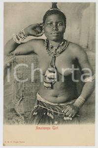 1900ca ZULULAND - SOUTH AFRICA Amatonga girl ETHNIC NUDE Postcard FP NV  Cartolina postale d'epoca, non viaggiata. CONDIZIONI: FAIR (lieve brunitura all'angolo inferiore sinistro)FORMATO: FP    originale e autentica 1