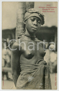 1910 ca AFRIQUE OCCIDENTALE - Jeune fille SOUSSOU - Postcard ETHNIC NUDE 1441 Cartolina postale d'epoca, non viaggiata.CONDIZIONI: GFORMATO: FPEDITORE: Fortier - Dakar    originale e autentica 1