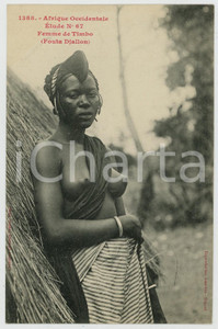 1920 ca AFRIQUE OCCIDENTALE Femme de TIMBO (Fouta Djallon) Postcard ETHNIC NUDE Cartolina postale d'epoca, non viaggiata.CONDIZIONI: GFORMATO: FPEDITORE: Fortier - Dakar    originale e autentica 1