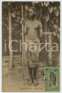 1921 MOYEN - CONGO Type Balemfu NU ETHNIQUE Carte Postale FP VG  Cartolina postale d'epoca, viaggiata.CONDIZIONI: FAIRFORMATO: FP    originale e autentica 1