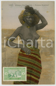 1920ca AFRIQUE OCCIDENTALE Femme Sonrhai NU ETHNIQUE Carte postale FP NV  Cartolina postale d'epoca, non viaggiata.EDITORE: Collection g&eacute;n&eacute;rale Fortier, DakarCONDIZIONI: FAIRFORMATO: FP    originale e autentica 1