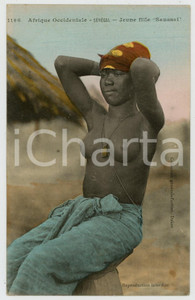 1920ca SENEGAL Jeune fille Saussai NU ETHNIQUE Carte postale FP NV  Cartolina postale d'epoca, non viaggiata.CONDIZIONI: FAIRFORMATO: FP    originale e autentica 1