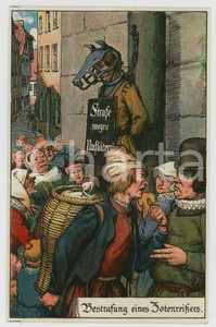 1920 ca GERMANY - TORTURE Bestrafung eines zotenreikers ILLUSTRATED Postcard FP  Cartolina postale d'epoca, non viaggiata. FAIR/discreto Lievi smussature agli angoli, piegatura all'angolo superiore destro Formato: FP originale e autentica 1