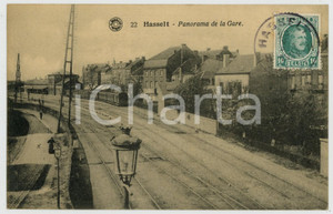 1924 HASSELT - BELGIQUE Panorama de la Gare - Carte postale FP VG  Cartolina d'epoca, viaggiata. FAIR/discreto Lievi smussature agli angoli Formato: FP originale e autentica 1