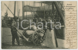 1903 ANVERS - BELGIQUE Déchargement d'un bateau - Carte postale FP VG  Cartolina d'epoca, viaggiata. FAIR/discreto Lievi smussature agli angoli Formato: FP originale e autentica 1