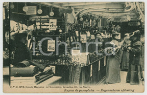 1904 BRUXELLES Grands Magasins - Rayon de parapluies - Carte postale FP VG  Cartolina postale d'epoca, viaggiata.CONDIZIONI: FAIR (smussature agli angoli)FORMATO: FP    originale e autentica 1
