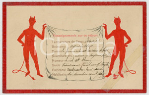 1905 DEVILS - DIABLES - Séjour à l'enfer - DAMAGED embossed postcard CPA  Cartolina postale illustrata, viaggiata.CONDIZIONI: VP (strappo all'angolo inferiore destro, riparato con adesivo)FORMATO: FP     originale e autentica 1