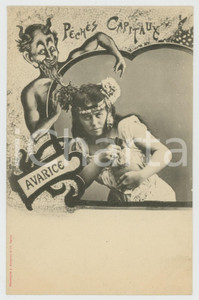 1900 ca FRANCE - Péchés Capitaux - Avarice - Postcard CPA A. Bergeret Cartolina postale originale d'epoca, non viaggiata.EDITORE: A. Bergeret - Nancy GOOD/buono  Formato: 9x14 cm originale e autentica 1
