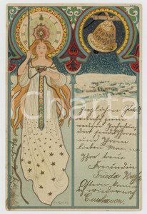1909 ART NOUVEAU Artist J. V. KULAS - New Year Illustrated RARE postcard  Cartolina postale d'epoca, viaggiata.CONDIZIONI: G FORMATO: FP    originale e autentica 1