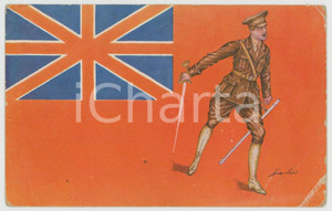 1917 WW1 - BRITISH ARMY Artist Xavier SAGER Drapeaux alliés - Postcard FP VG  Cartolina postale d'epoca, viaggiata. POOR/danneggiato Lievi smussature agli angoli, profonde piegature agli angoli di destra Formato: FP originale e autentica 1