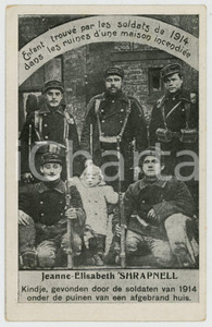 1914 WW1 Jeanne-Elisabeth SHRAPNELL Enfant trouvé par les soldats - Postcard  Cartolina postale d'epoca, non viaggiata. FAIR/discreto Lievi smussature agli angoli Formato: FP originale e autentica 1