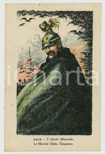 Cartolina originale da collezione 1915 ca WW1 Henri ZISLIN ArmÃ©e Allemande  Mauvais GÃ©nie, l Empereur  Postcard 1