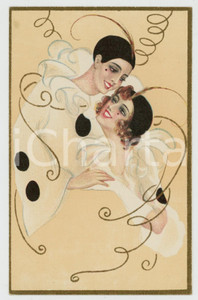1910 ca ART DECO Pierrot - Innamorati - ill. CHIOSTRI *Cartolina  Cartolina postale d'epoca, non viaggiata.CONDIZIONI: G (lieve macchia al recto)FORMATO: FP    originale e autentica 1