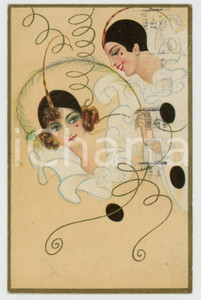 1930 ART DECO Pierrot - Innamorati - ill. CHIOSTRI *Cartolina postale  Cartolina postale d'epoca, viaggiata.CONDIZIONI: POOR (piegature angolari; piccola abrasione al verso)FORMATO: FP    originale e autentica 1