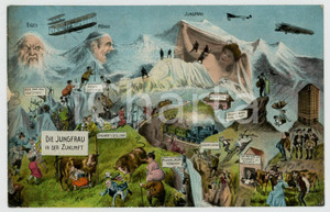 1913 SURREALISM Die JUNGFRAU in der Zukunft - Metamorphic Mountains *Postcard  Cartolina postale d'epoca, viaggiata. FAIR/discreto sbrecciatura al lato sinistro Formato: 14x9 cm originale e autentica 1