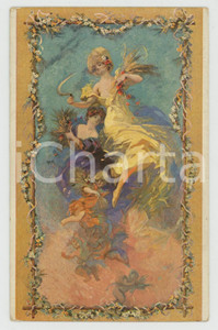 1910 ca ART NOUVEAU - CHERET - L'été - Carte postale Manifacture Gobelins  Cartolina postale d'epoca, non viaggiata. FAIR/discreto minimi fori di affissione al verso Formato: 9x14 cm originale e autentica 1