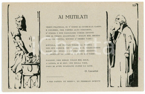 1916 WW1 "Ai mutilati" Poesia di O. LUCARINI Muzio Scevola - Galileo *Cartolina  Cartolina postale d'epoca, non viaggiata. CONDIZIONI: FAIR (estesa abrasione al verso)FORMATO: FP    originale e autentica 1