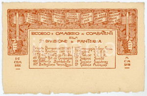 1918 WW1 - 7° Divisione di Fanteria - Omaggio ai combattenti *Cartolina FP NV  Cartolina d'epoca, non viaggiata.CONDIZIONI: GOODFORMATO: FP    originale e autentica 1