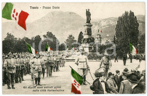 1918 WW1 - TRENTO Alpini in Piazza Dante - Cartolina ANIMATA FP NV  Cartolina d'epoca, non viaggiata. CONDIZIONI: FAIRFORMATO: FP    originale e autentica 1