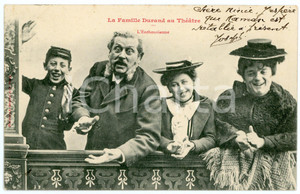 1903 La Famille Durand au ThÃ©Ã¢tre - L'Enthousiasme - Vintage postcard BERGERET  Cartolina postale d'epoca, viaggiata.CONDIZIONI: GFORMATO: FP     originale e autentica 1