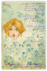 1900 ART NOUVEAU Raphael KIRCHNER - Blonde Lady - Postcard ERIKA  Cartolina postale d'epoca, opera dell'artista e illustratore Raphael Kirchner, viaggiata.CONDIZIONI: F (minima sbrecciatura al lato sinistro; piegature angolari)FORMATO: FP    originale e autentica 1