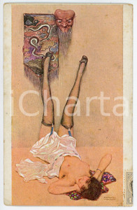 1920 ca Artist Raphael KIRCHNER - Le masque impassible - RARE nude postcard  Pregevole cartolina postale d'epoca, illustrata, viaggiata.CONDIZIONI: G (minime smussature e abrasioni angolari)FORMATO: FP    originale e autentica 1